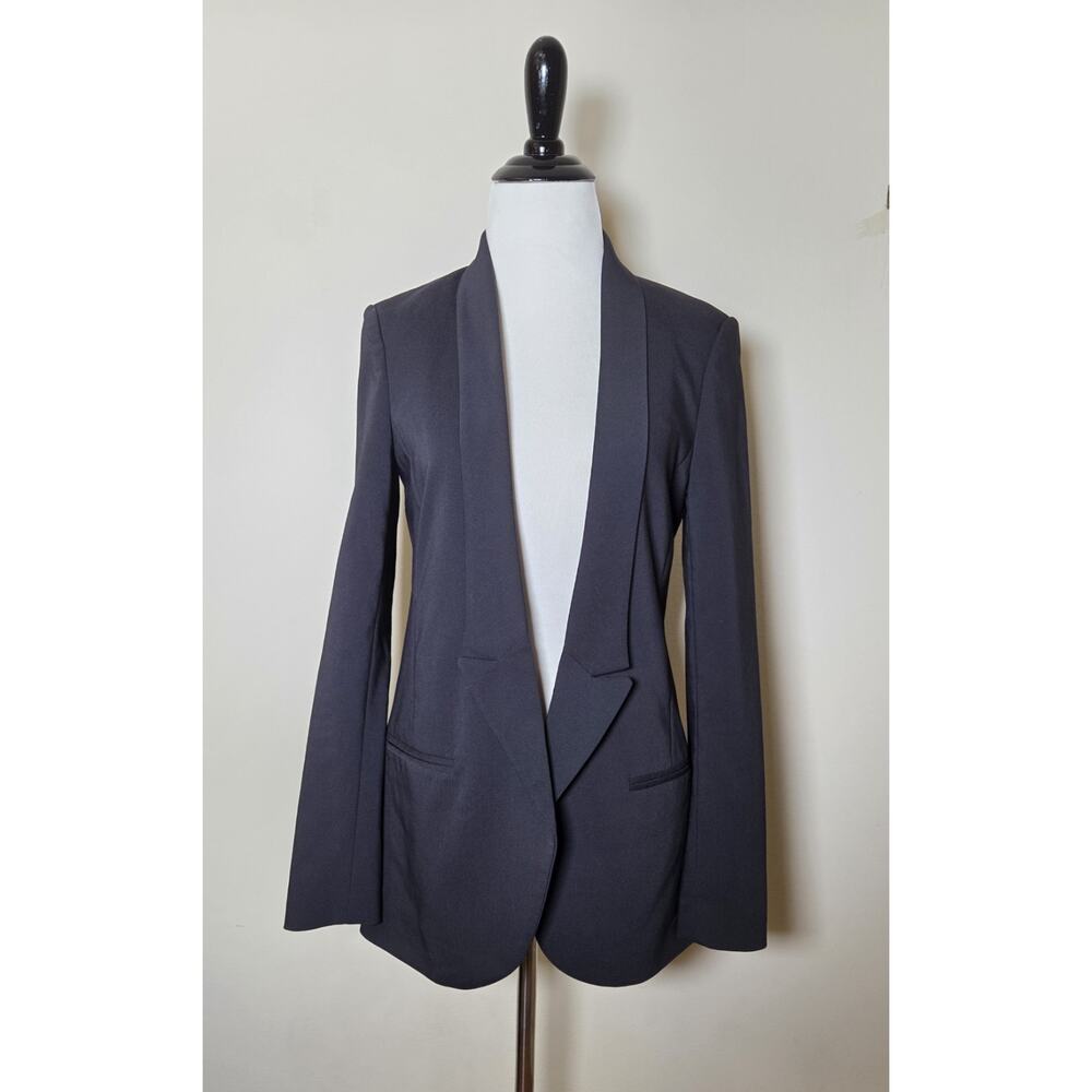 NWOT Tibi Black Open Front Low Notched‎ Lapel Women's Blazer Size 0 or 2